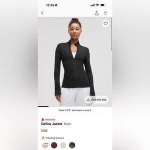 Lululemon Black Define Jacket size 6